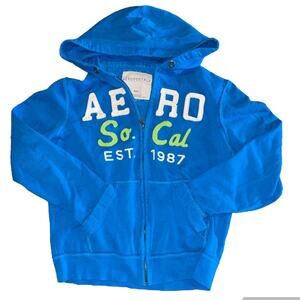 Aeropostale University So. Cal Blue Zip Front Hoodie Sweat Jacket size Medium